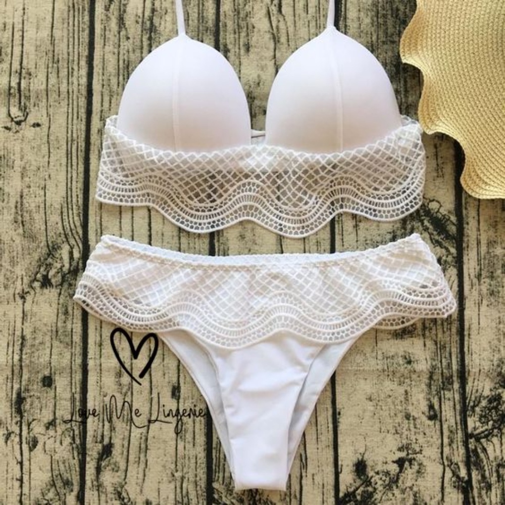 NWT Sexy White Lace Bikini Halter Swimsuit - Picture 2 of 4
